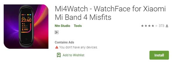 Mi4Watch - Ntn Studio द्वारा Xiaomi Mi Band 4 मिसफिट्स के लिए वॉचफेस