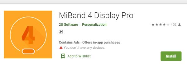 2यू सॉफ्टवेयर द्वारा MiBand4 डिस्प्ले प्रो