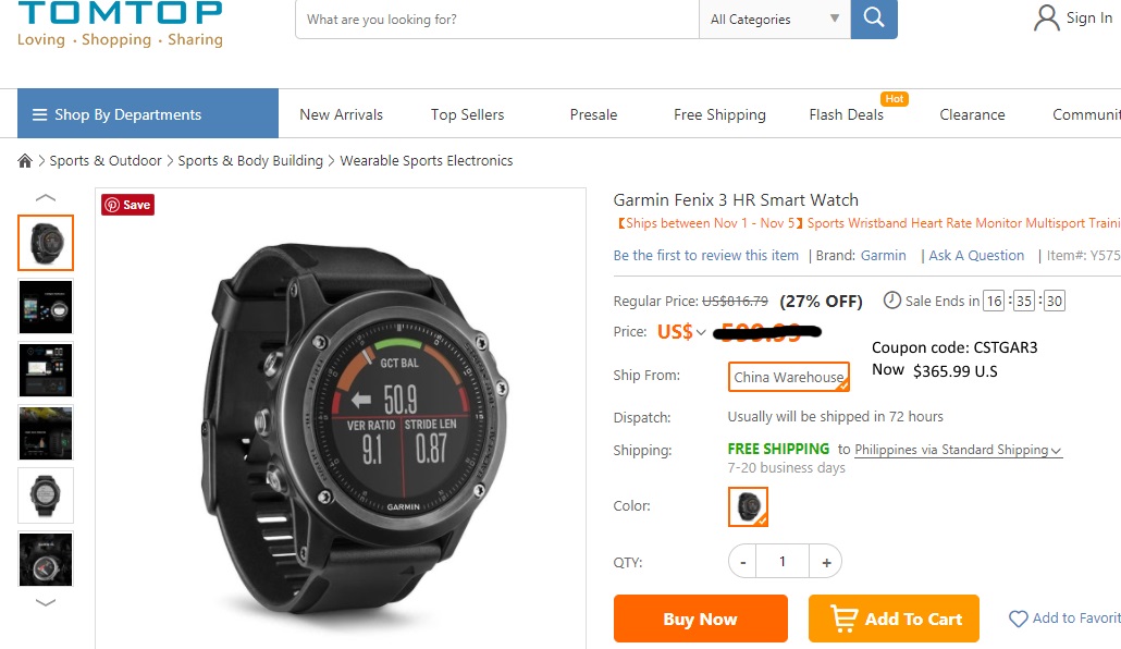 Garmin Fenix ​​3 HR अब Tomtop.com पर उपलब्ध है